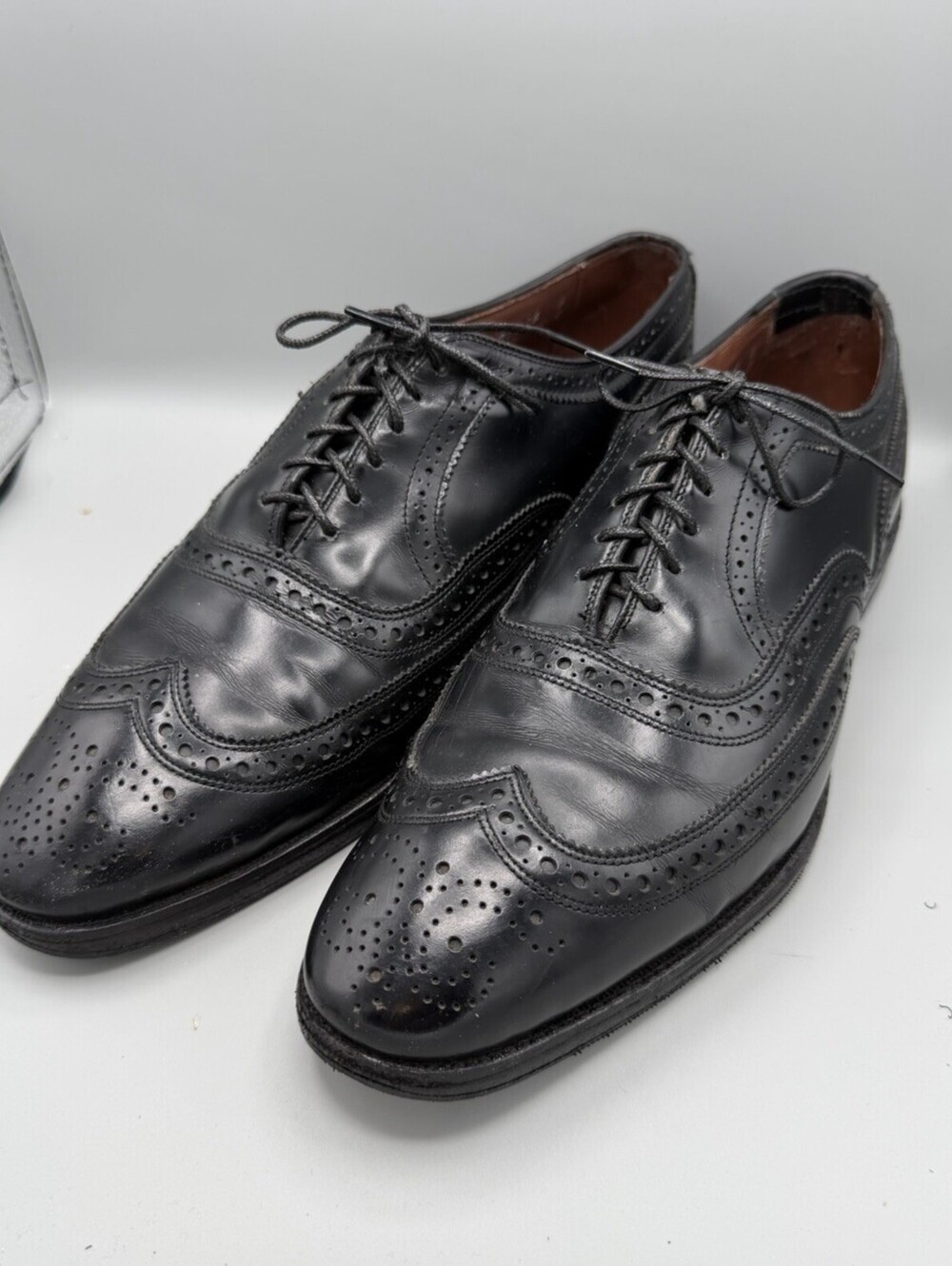 Allen Edmonds McAllister Men's Black Leather Wingtip Oxford Shoes 9.5 D USA